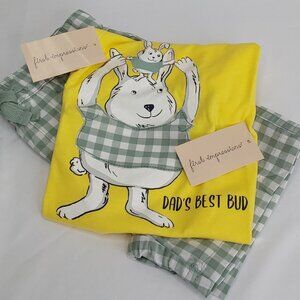 'FIRST IMPRESSIONS' 'DAD'S BEST BUD' TEE & GINGHAM SHORTS 2-PIECE OUTFIT